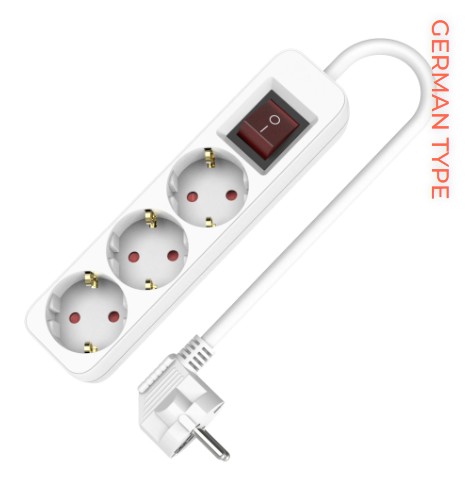 FJÖLTENGI 3F HVÍTT 3,0M MEÐ ROFA H05VV-F3G1,5 W-102087