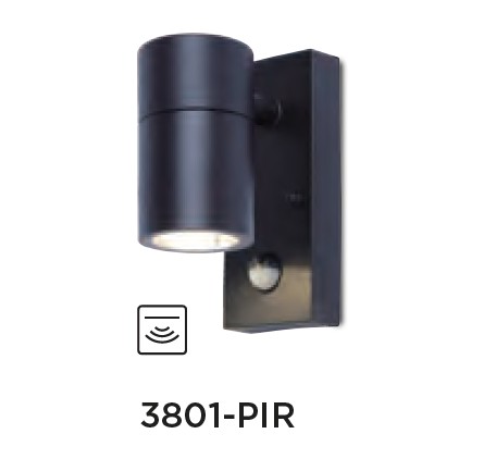 Q ilux Gu10 Veggljós úti m/ Hreyfisk 3801-PIR Svart