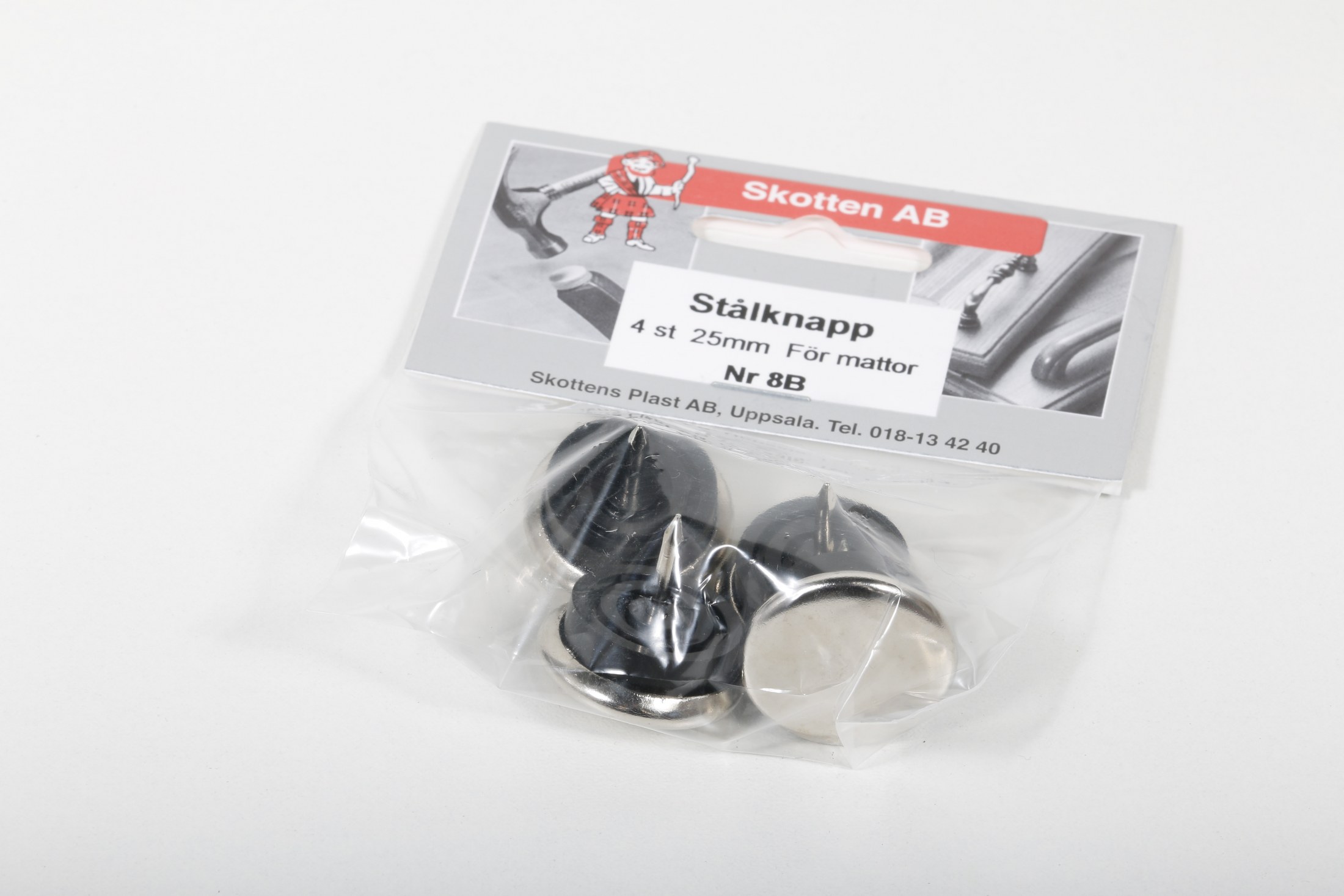 STÁLHNAPPUR 25MM F/MJÚK TEPPI 4STK