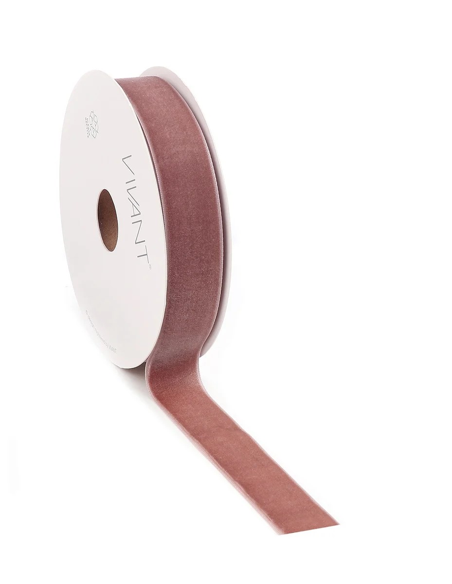 Borði velvet 25mm*10m dark rose