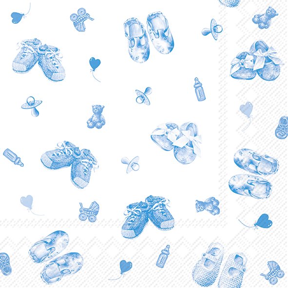 Servíettur BABY SHOES ALLOVER ljósblár 33*33cm