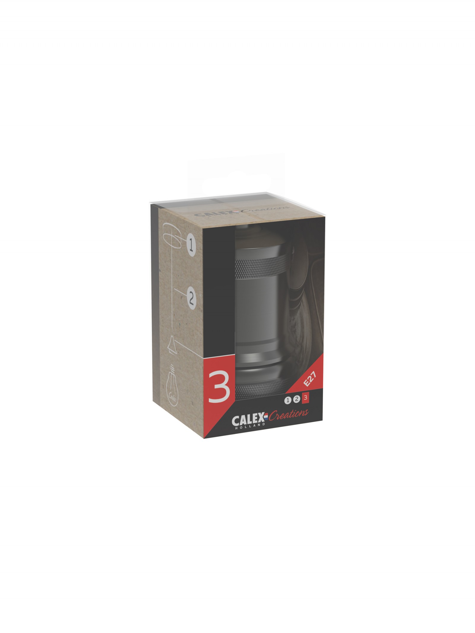 Calex perustæði E27 svart matt ál, 50mm mjókkandi max 60w