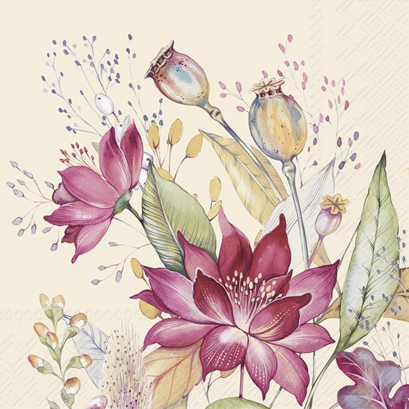 Servíettur 25*25cm autumn meadow cream
