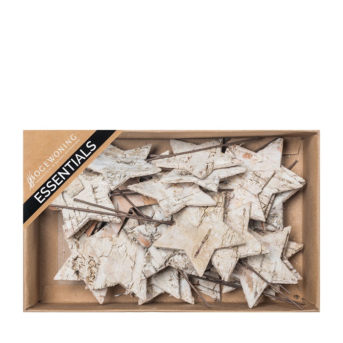 Stjörnur tré með vír 36stk. í boxi