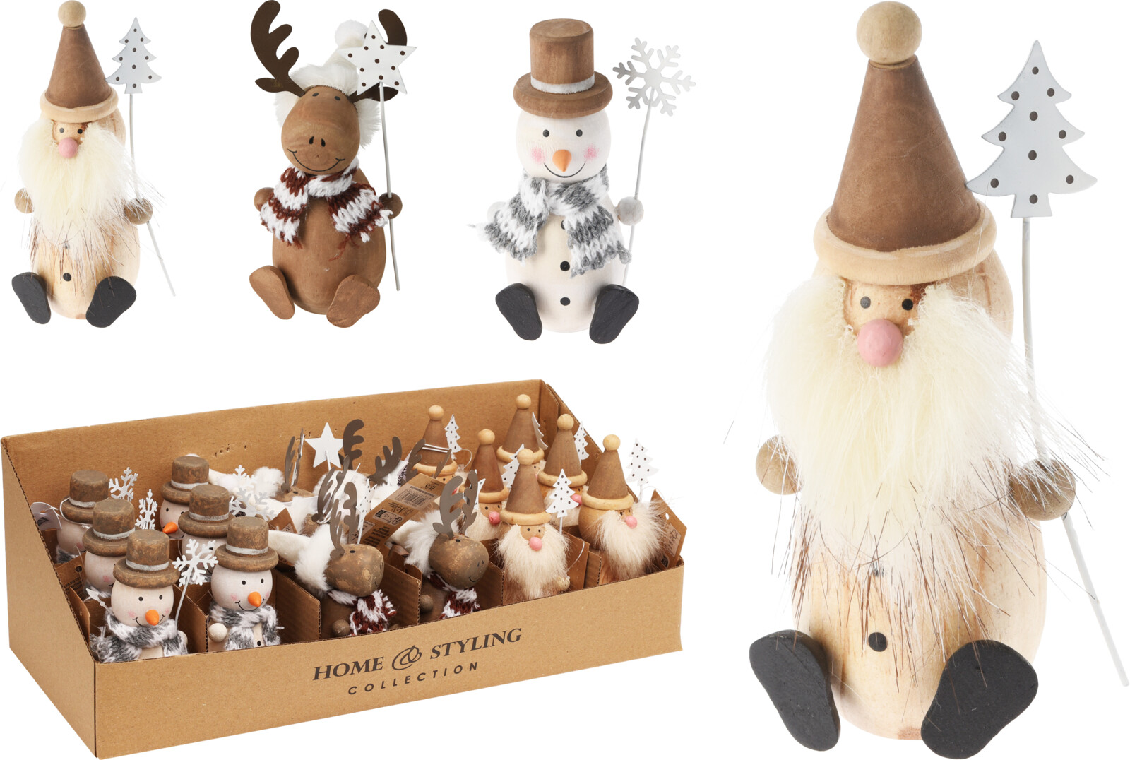 Jólastyttur úr við 3 gerðir