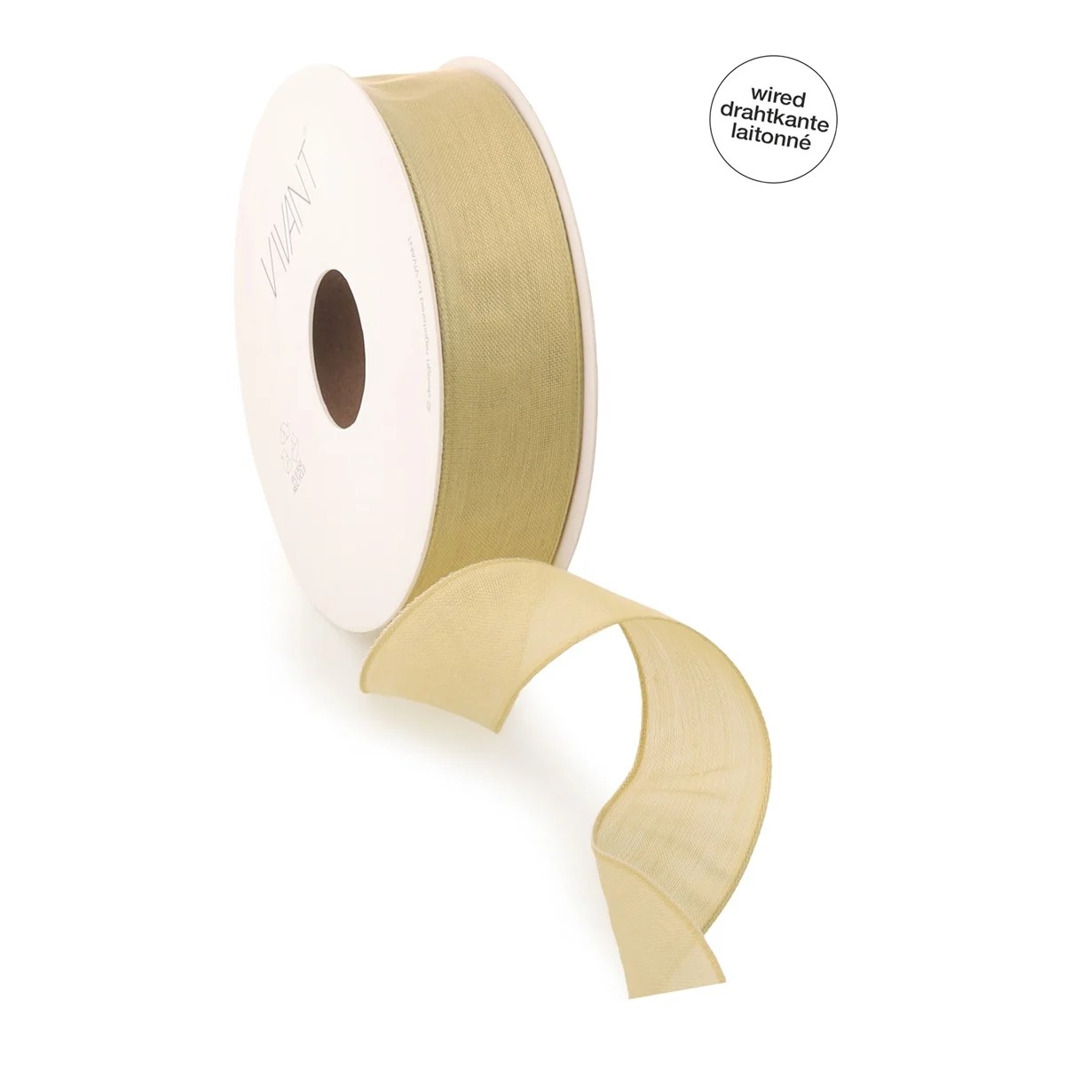 Borði Batiste með vír 38mm*20m  gylltur