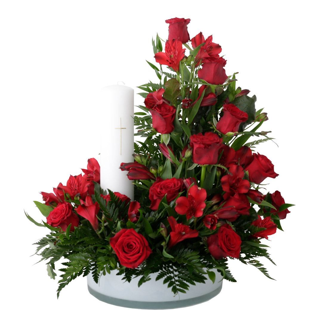 V: Samúðarskreyting með 20cm kerti