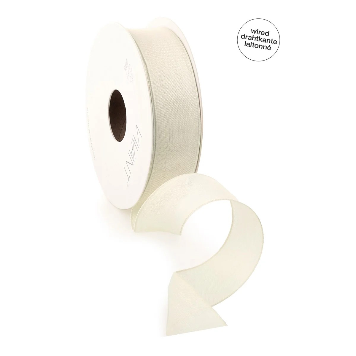 Borði Batiste með vír 38mm*20m cream