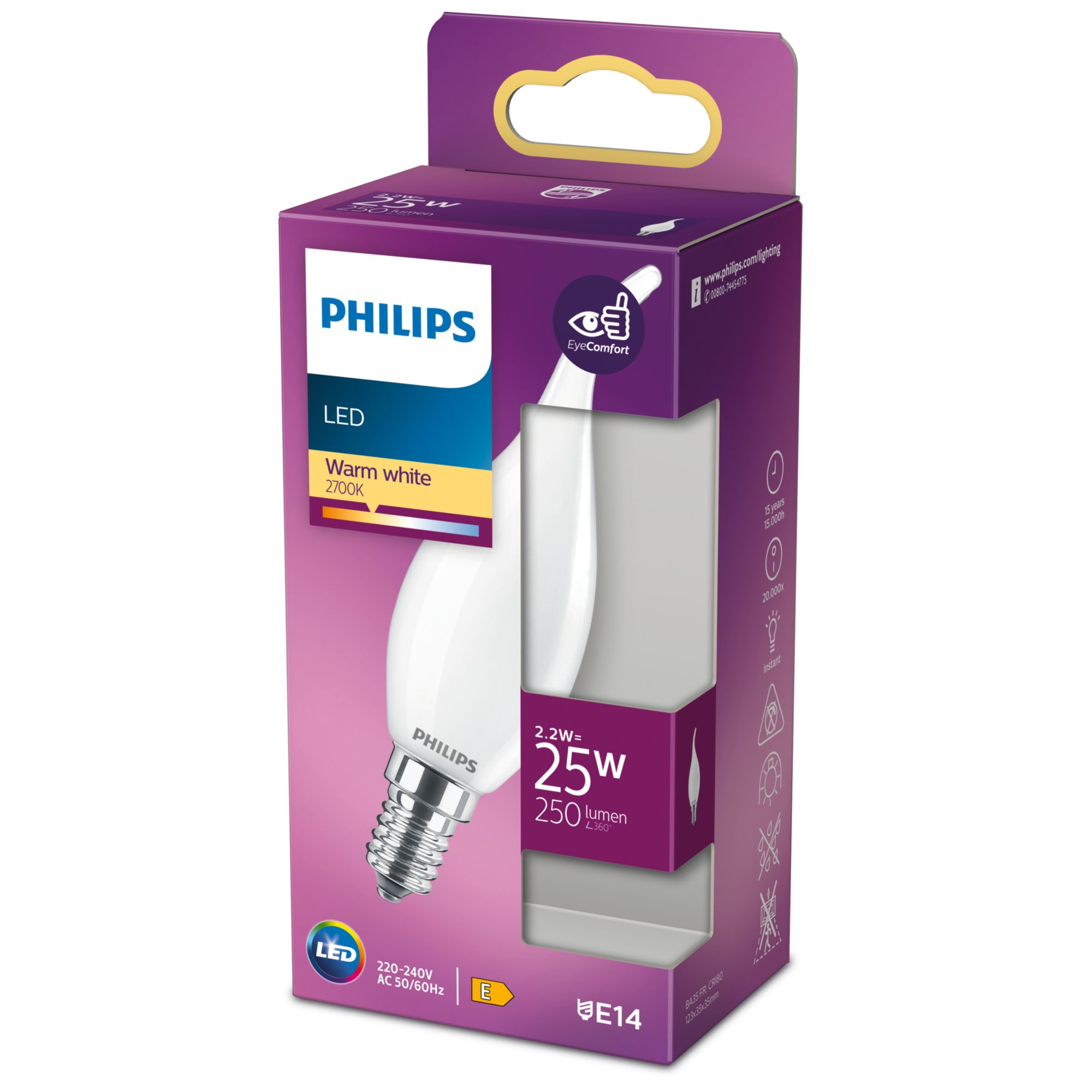 Led Kertap mött E14 25W dropa ódimmanl