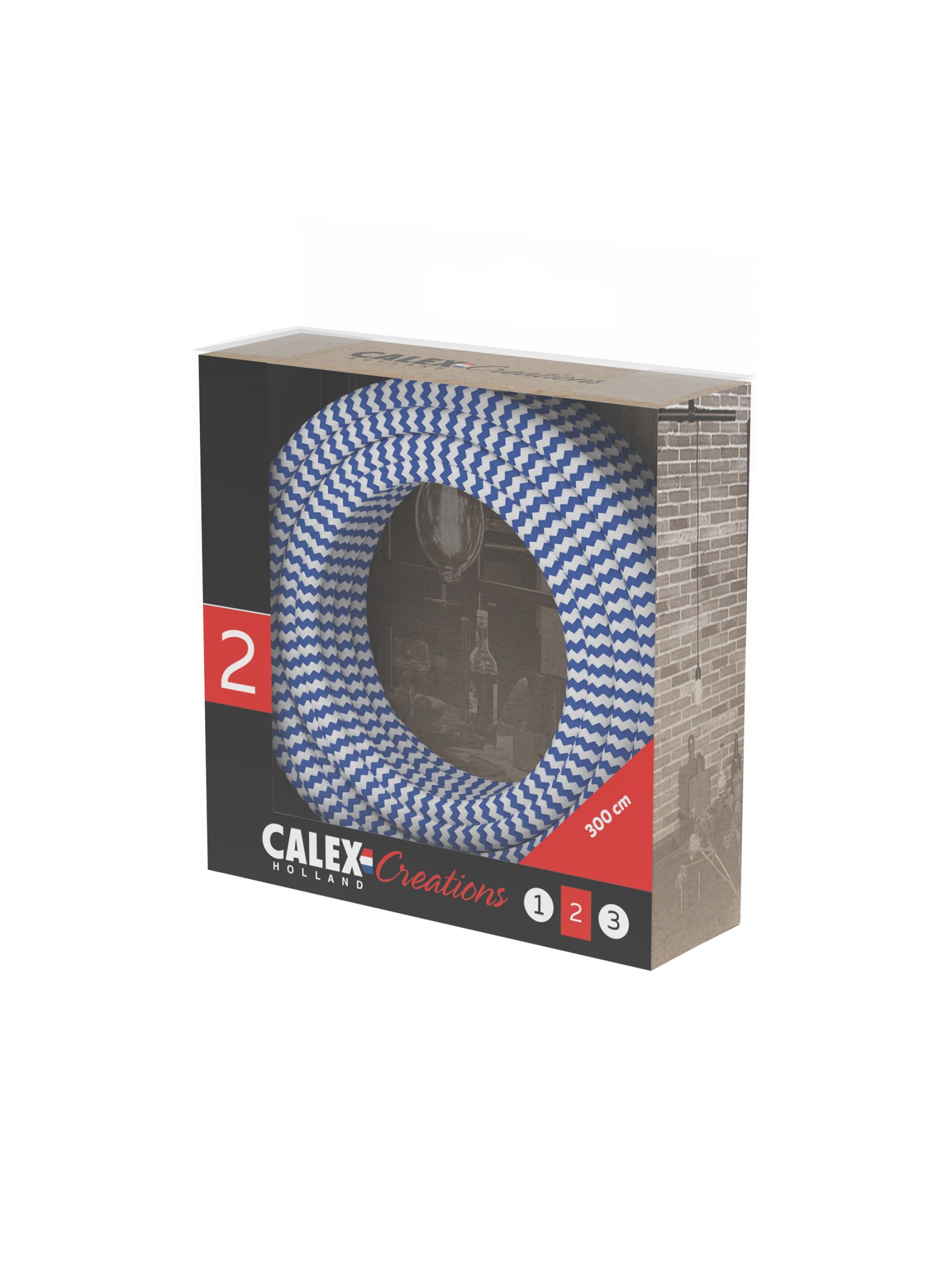 Calex tausnúra rau/hví 3 m. 2x0,75mm2 (max 250v-60w)