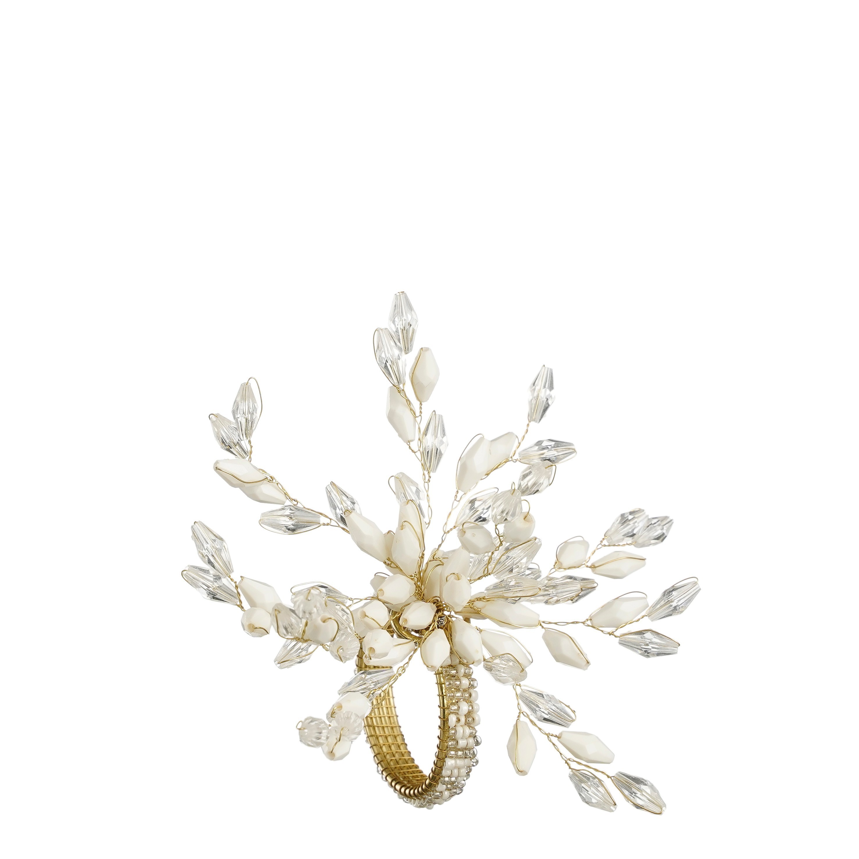 Servíettuhringur perlur hvítur 2*6*h10cm