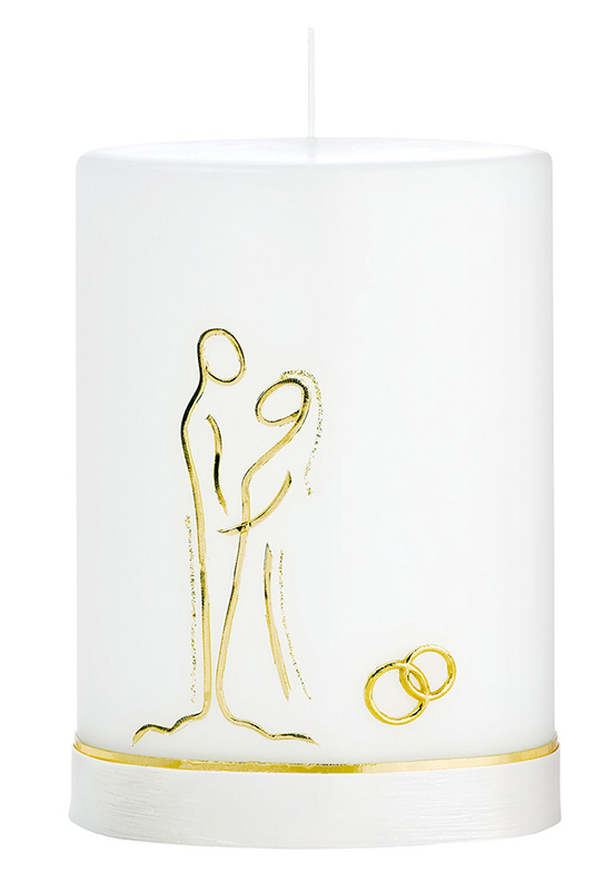 Hamingjukerti Par 13,5*20cm hvítt með gylltu